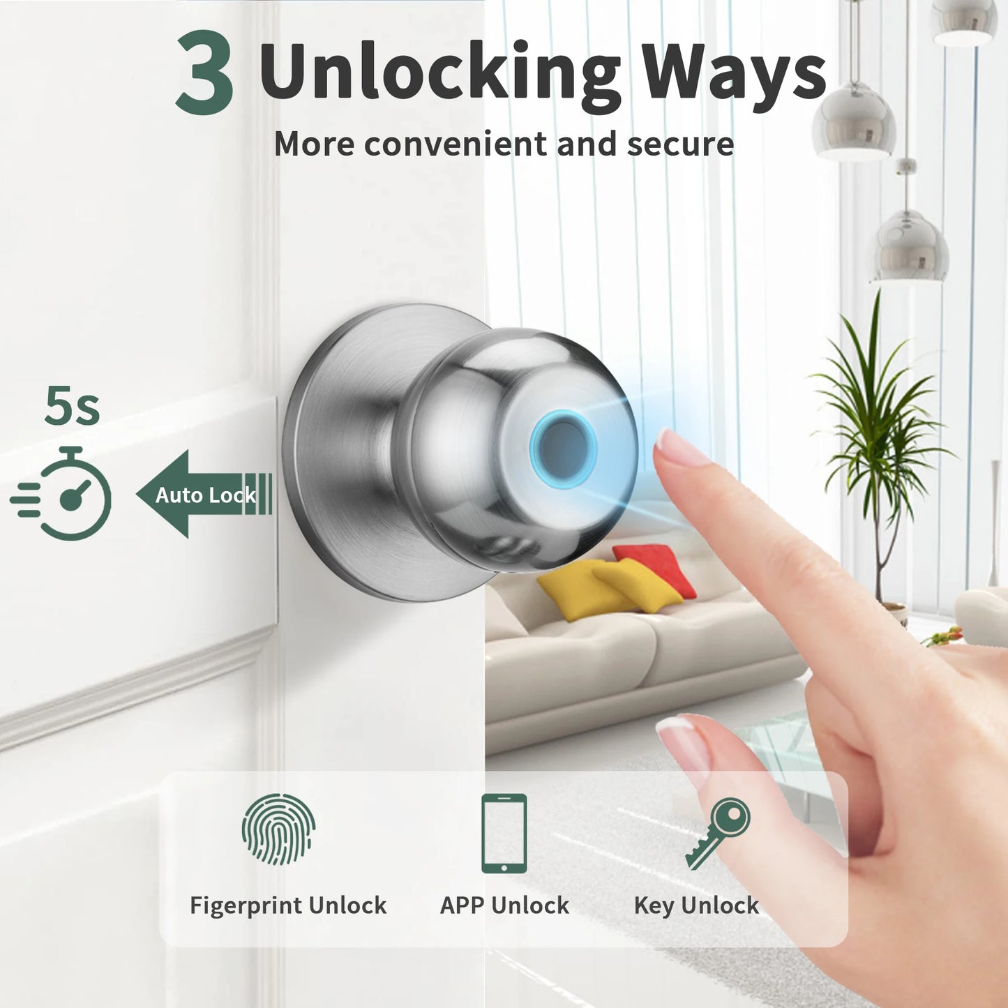 Fingerprint Door Lock For Bedroom Smart Lock Biometric Door Knob Lock with App Control for Bedrooms Cloakroom Apartments Offices c9f98b-b7.myshopify.com