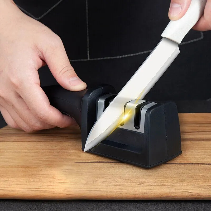 1Pc Black Kitchen Three Segment Knife Sharpener Household Multi Functional Hand Held Three Purpose Sharpening Stone Kitchen Tool c9f98b-b7.myshopify.com