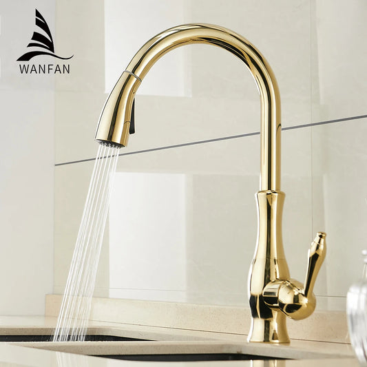 Gold Kitchen Faucets Single Handle Pull Out Kitchen Tap Single Hole Handle Swivel Degree Water Mixer Tap Mixer Tap 866011 c9f98b-b7.myshopify.com