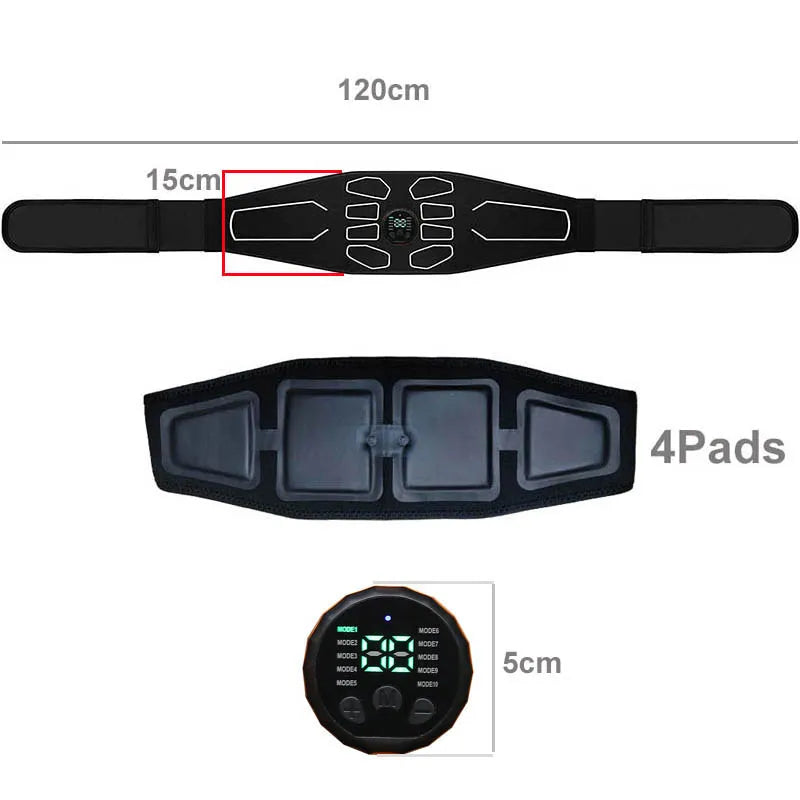 120cm Abdominal Massager Waist Belt Fitness Equipment - Muscle Toner with 10 Modes &amp; 30 Intensity Levels for Abdominal Training c9f98b-b7.myshopify.com