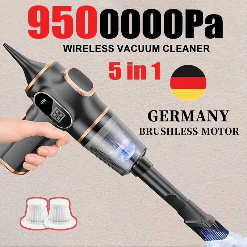 9500000Pa 5-in-1 Wireless Handheld Car Vacuum Cleaner, Portable Robot for Car & Home Cleaning, Powerful Suction Household Appliance c9f98b-b7.myshopify.com