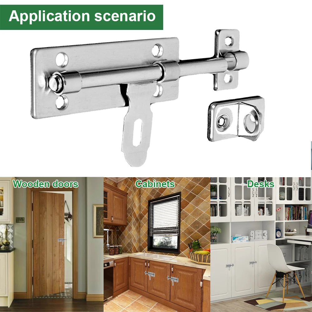 4 Inch Stainless Steel Barrel Bolt Latch with Padlock Clasp Set - Brushed Finish for Doors, Windows, Drawers, and Cupboards c9f98b-b7.myshopify.com