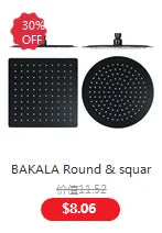 BAKALA Round & Square Stainless Steel Ultra-thin Showerheads 16/12/10/8 Inch Rainfall Shower Head Rain Shower BLACK Finish c9f98b-b7.myshopify.com