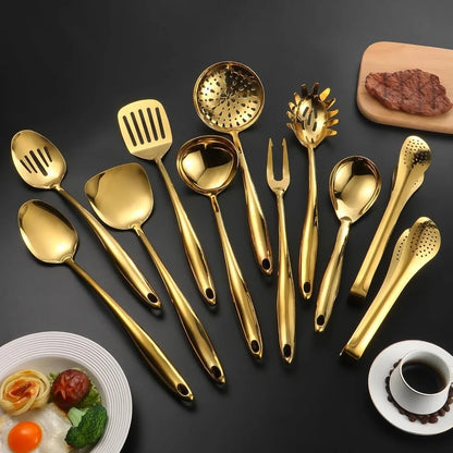 11-Piece 304 Stainless Steel Matte Kitchen Utensils Set - Cooking Tools with Spatula, Spoon, and Ladle c9f98b-b7.myshopify.com