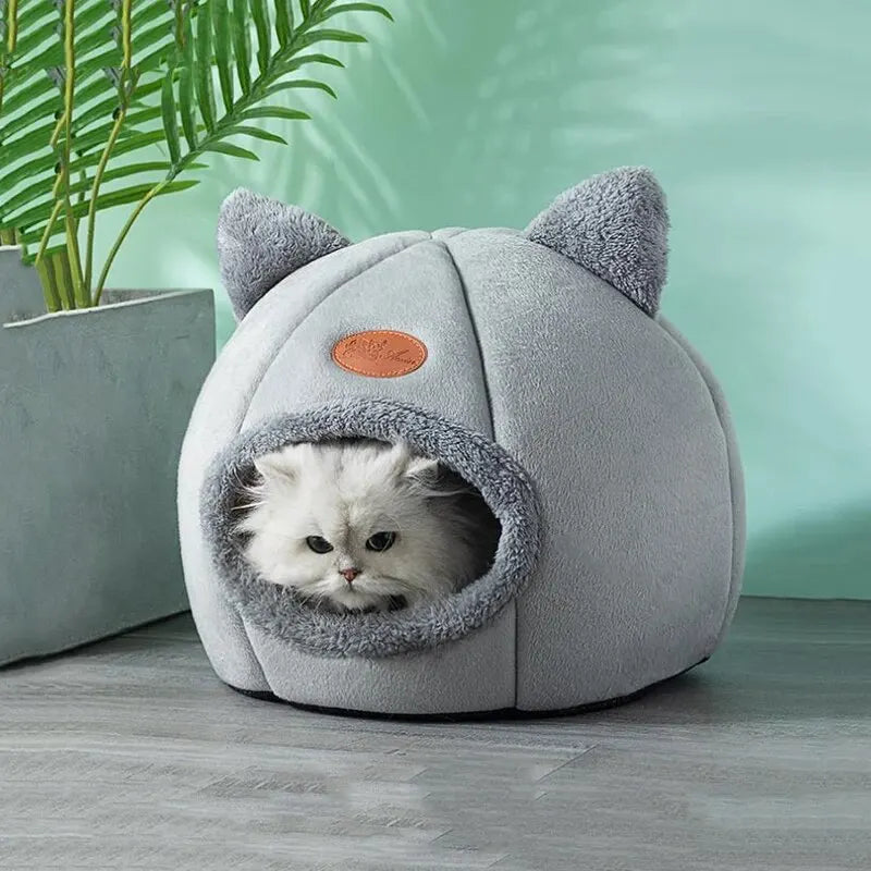 Cat Head Shape Cute And Comfortable Warm Cat House Safe Sleep Cave Non-Slip Semi-Closed Design Four Seasons Universal Cat Nest c9f98b-b7.myshopify.com