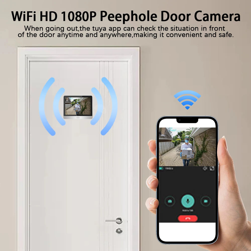 3MP Smart Life Tuya 1080P WiFi Door Bell Eye Peephole Camera c9f98b-b7.myshopify.com