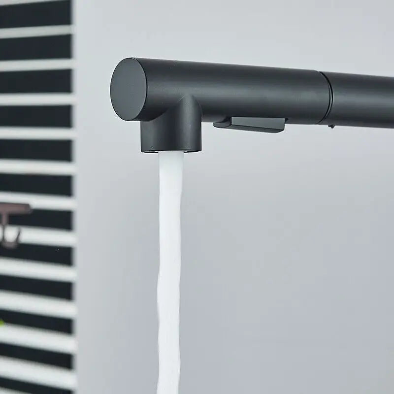 Matte Black Pull Out Kitchen Sink Faucet Two Model Stream Sprayer Nozzle Stainless Steel Hot Cold Wate Mixer Tap Deck c9f98b-b7.myshopify.com