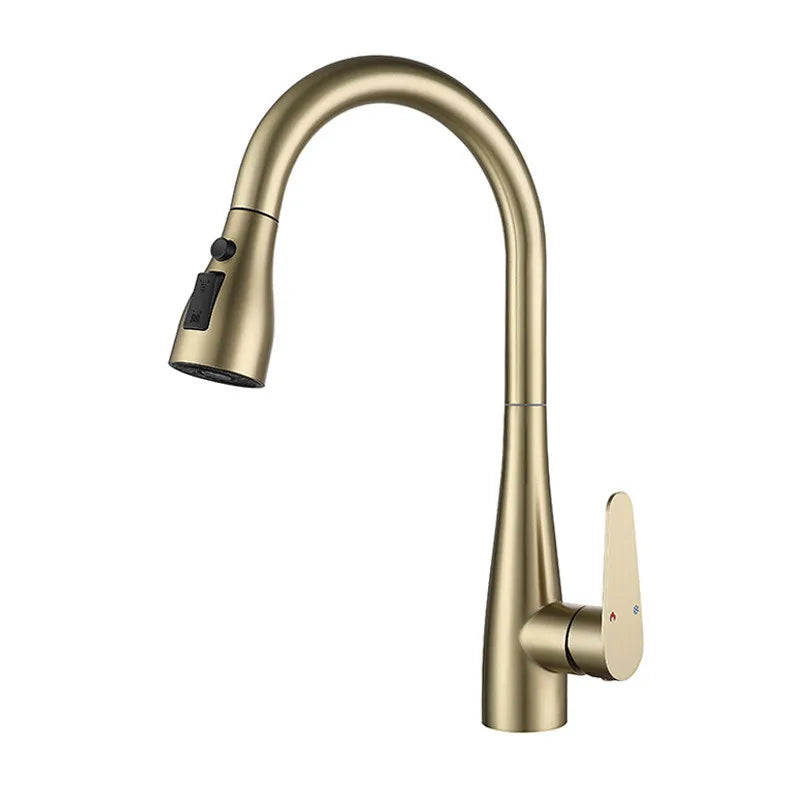 Brushed Gold Pull Out Kitchen Faucet SUS304 Sink Faucet Mixer Tap 360 degree rotation torneira cozinha mixer taps Kitchen Tap c9f98b-b7.myshopify.com