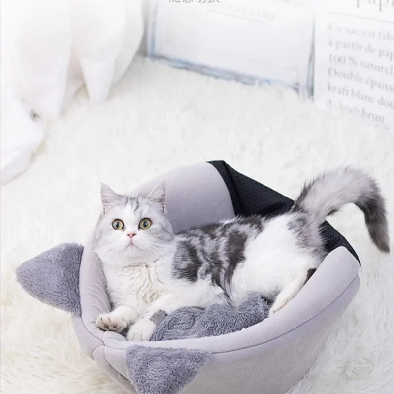 Cat Head Shape Cute And Comfortable Warm Cat House Safe Sleep Cave Non-Slip Semi-Closed Design Four Seasons Universal Cat Nest c9f98b-b7.myshopify.com