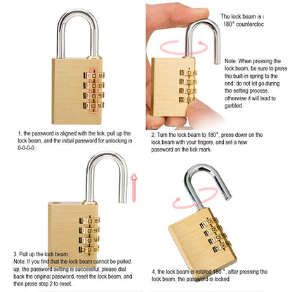 High Quality Password Lock for Door Solid Brass Cadeado Digital Combination Padlock Gym Outdoor Locker Copper Stainless Steel c9f98b-b7.myshopify.com