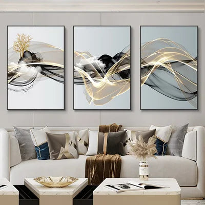 3 Pieces Nordic Luxury Ribbon Abstract Landscape Wall Art Canvas Paintings Modern Gold Deer Poster Print Picture for Home Decor c9f98b-b7.myshopify.com