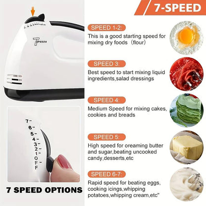 saengQ Handheld electric egg beater, household automatic mixer, egg white and cream beater, mini 7-speed white c9f98b-b7.myshopify.com
