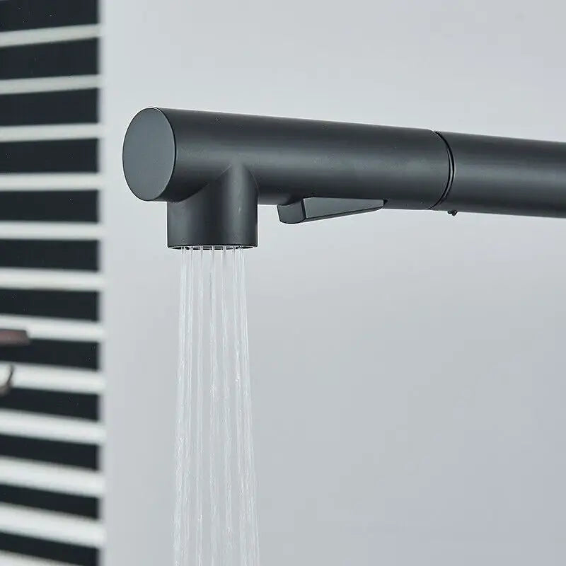 Matte Black Pull Out Kitchen Sink Faucet Two Model Stream Sprayer Nozzle Stainless Steel Hot Cold Wate Mixer Tap Deck c9f98b-b7.myshopify.com