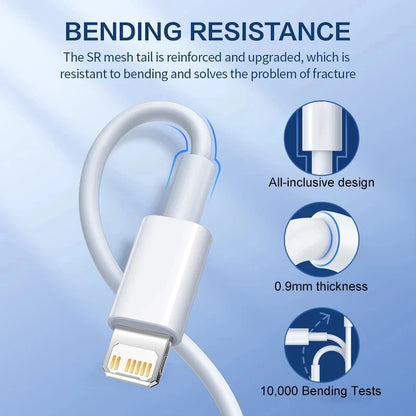 USB Cable For iPhone 14 13 12 11 Pro Max Mini 6 7 8 Plus XS X XR SE iPad 20W Phone Data Sync Fast Charging Wire Cord 0.25M 1M 2M c9f98b-b7.myshopify.com