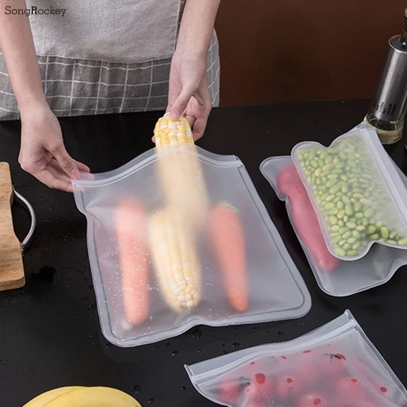 Kitchen Accessories Fruit and vegetable Silicone Bag Reusable Fresh-keeping Sealed Bag Refrigerator Food Storage Ziplock Bag c9f98b-b7.myshopify.com