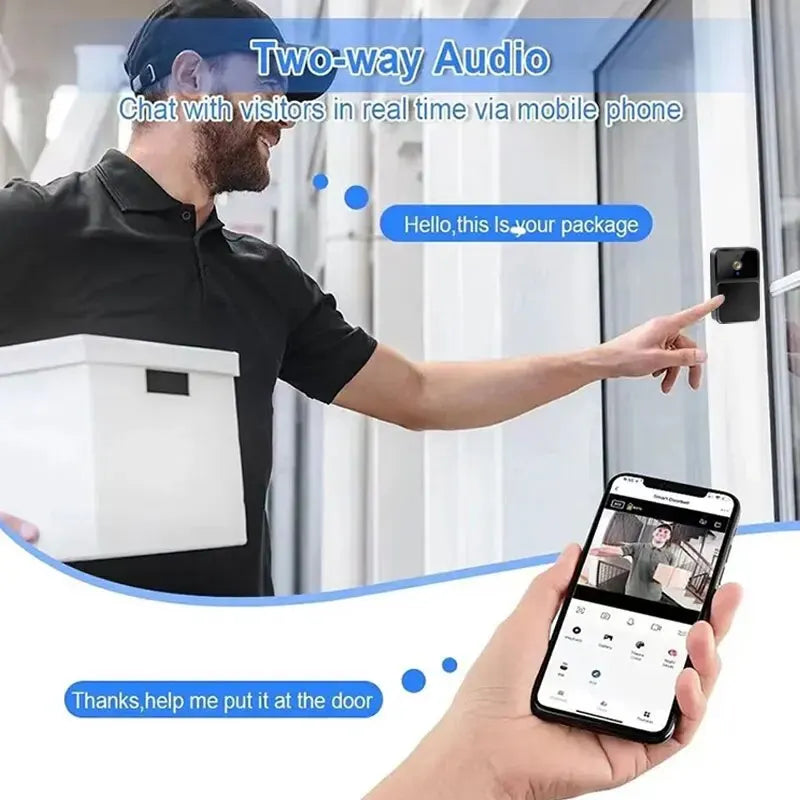 WIFI Video Doorbell Camera with Night Vision, HD Wireless Smart Home Security, and Two-Way Intercom c9f98b-b7.myshopify.com