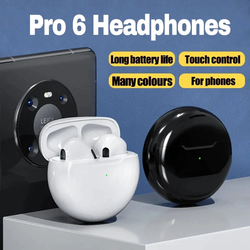 Original Air Pro 6 TWS Wireless Bluetooth Headphones for iPhone 15/14/13/12 Pro Max Mini – Earbuds & Accessories c9f98b-b7.myshopify.com