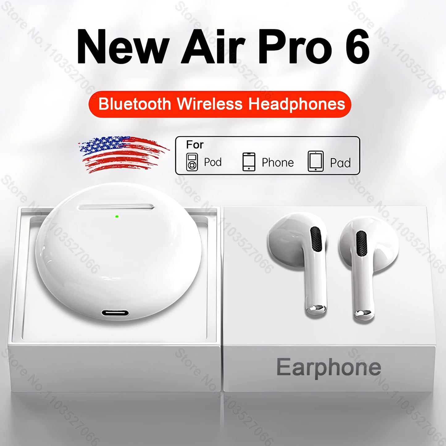 Original Air Pro 6 TWS Wireless Bluetooth Headphones for iPhone 15/14/13/12 Pro Max Mini – Earbuds & Accessories c9f98b-b7.myshopify.com