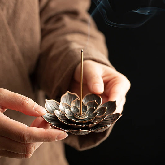 Alloy Incense Burner Stick Holder Buddhism Lotus Line Incense plate Sandalwood Coil Base Temples Yoga Studios Home Decoration c9f98b-b7.myshopify.com