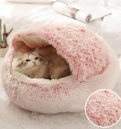 Plush Hooded Pet Bed Round Fluffy Soft Cat Bed Pet Cushion Warm Cat Dog 2 in 1 Sleeping Nest Cave for Small Dogs c9f98b-b7.myshopify.com