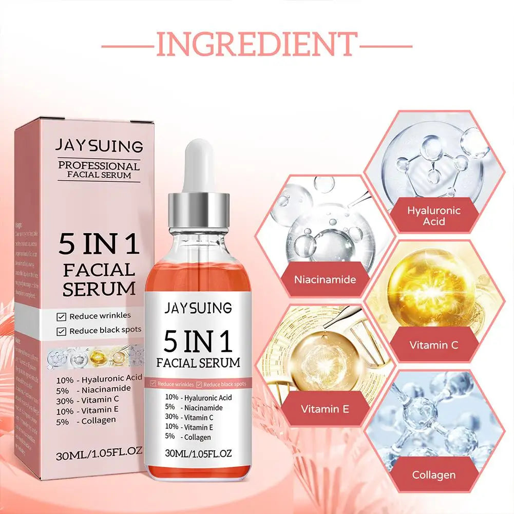 5 In 1 Firming Face Serum - Moisturizing, Brightening Vitamin C & Hyaluronic Acid Facial Serum for Shrinking Pores c9f98b-b7.myshopify.com