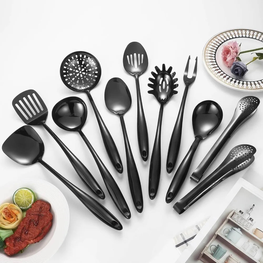 11-Piece 304 Stainless Steel Matte Kitchen Utensils Set - Cooking Tools with Spatula, Spoon, and Ladle c9f98b-b7.myshopify.com