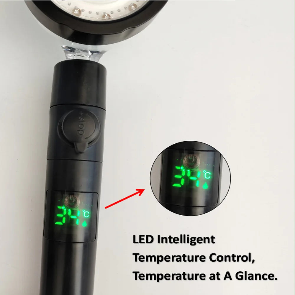 LED Digital Temperature Display Shower Head Temperature Control Colorful Fan Spray Nozzle High Pressure Rainfall Bathroom Shower c9f98b-b7.myshopify.com