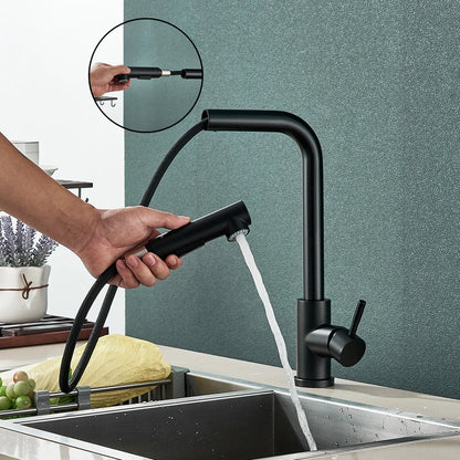 Matte Black Pull Out Kitchen Sink Faucet Two Model Stream Sprayer Nozzle Stainless Steel Hot Cold Wate Mixer Tap Deck c9f98b-b7.myshopify.com