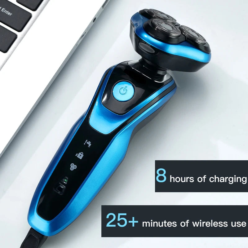 Electric Shaver Rotary Shaver Electric Razor Beard Trimmer Rechargeable Hair Cutting Shaving Machine Clipper for Men Waterproof c9f98b-b7.myshopify.com