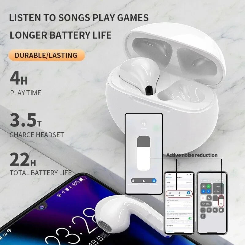 Original Air Pro 6 TWS Wireless Bluetooth Headphones for iPhone 15/14/13/12 Pro Max Mini – Earbuds & Accessories c9f98b-b7.myshopify.com