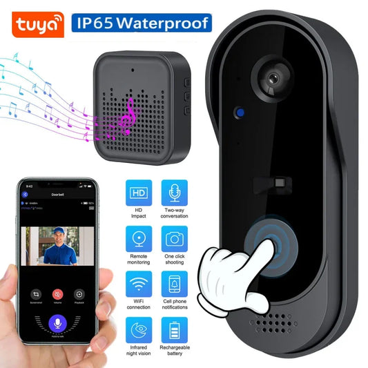 Tuya IP65 Waterproof Wireless Video Doorbell with HD Camera, Night Vision, Two-Way Intercom, and Smart Home Integration c9f98b-b7.myshopify.com