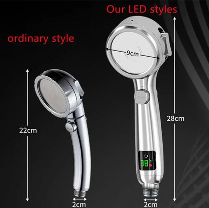 High Pressure Handheld Bathroom Shower Head Water Saving Showerhead Pressurized Adjustable Spray LED Digital Temperature Display c9f98b-b7.myshopify.com