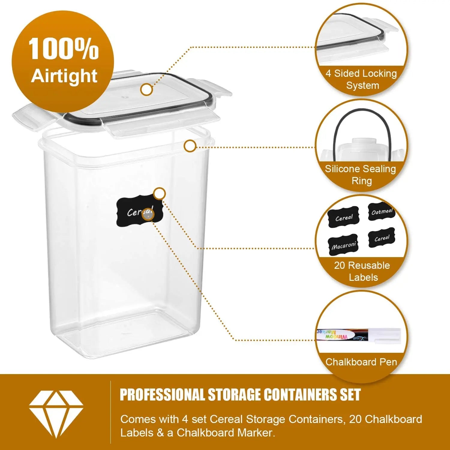 Kitchen 7pcs Food Containers Set BPA Free Plastic Airtight Storage Box With 10stickers and Pen c9f98b-b7.myshopify.com