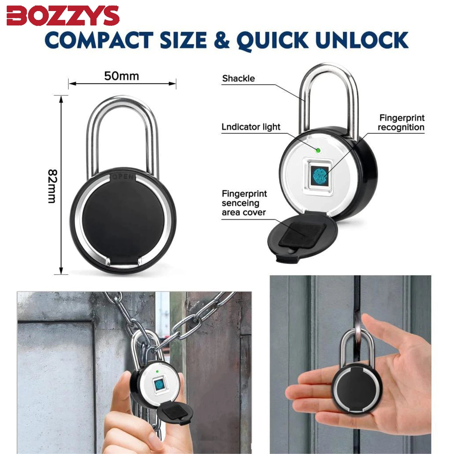 BOZZYS Tuya Smart Fingerprint Lock - Mobile Remote Access, Bluetooth Unlock, Waterproof Zinc Alloy Electronic Lock for Home Use c9f98b-b7.myshopify.com