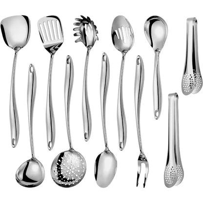 11-Piece 304 Stainless Steel Matte Kitchen Utensils Set - Cooking Tools with Spatula, Spoon, and Ladle c9f98b-b7.myshopify.com