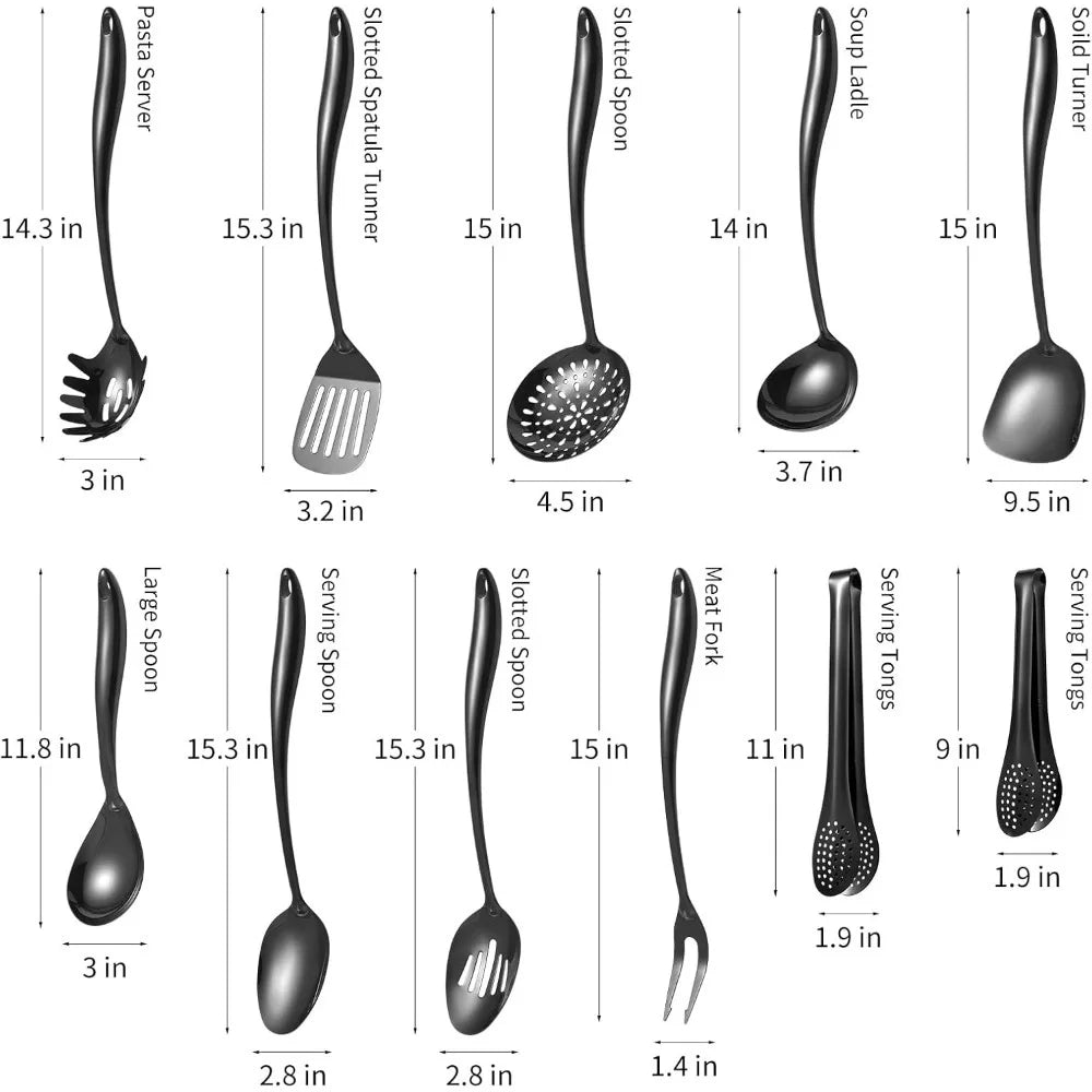 11-Piece 304 Stainless Steel Matte Kitchen Utensils Set - Cooking Tools with Spatula, Spoon, and Ladle c9f98b-b7.myshopify.com