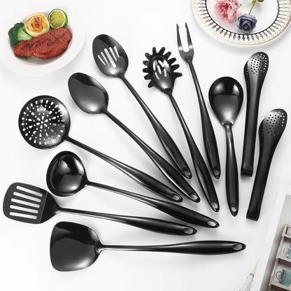 11-Piece 304 Stainless Steel Matte Kitchen Utensils Set - Cooking Tools with Spatula, Spoon, and Ladle c9f98b-b7.myshopify.com