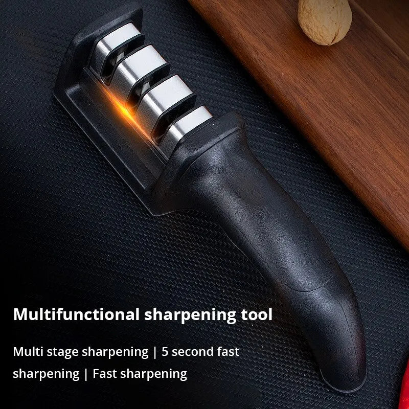 1Pc Black Kitchen Three Segment Knife Sharpener Household Multi Functional Hand Held Three Purpose Sharpening Stone Kitchen Tool c9f98b-b7.myshopify.com