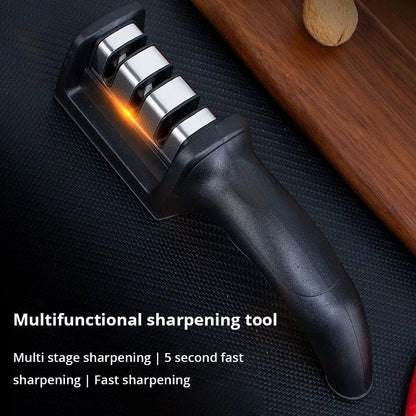 1Pc Black Kitchen Three Segment Knife Sharpener Household Multi Functional Hand Held Three Purpose Sharpening Stone Kitchen Tool c9f98b-b7.myshopify.com