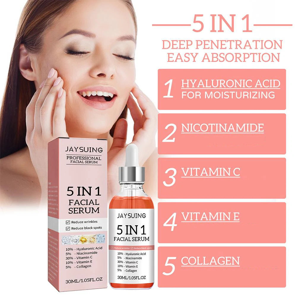 5 In 1 Firming Face Serum - Moisturizing, Brightening Vitamin C & Hyaluronic Acid Facial Serum for Shrinking Pores c9f98b-b7.myshopify.com