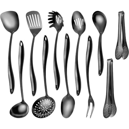 11-Piece 304 Stainless Steel Matte Kitchen Utensils Set - Cooking Tools with Spatula, Spoon, and Ladle c9f98b-b7.myshopify.com