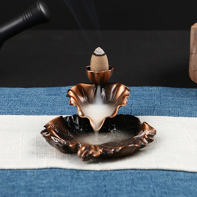 Backflow Incense Holder Leaf Incense Burner Home Decor Aromatherapy Ornament Incense Stick with Backflow Incense Stick c9f98b-b7.myshopify.com