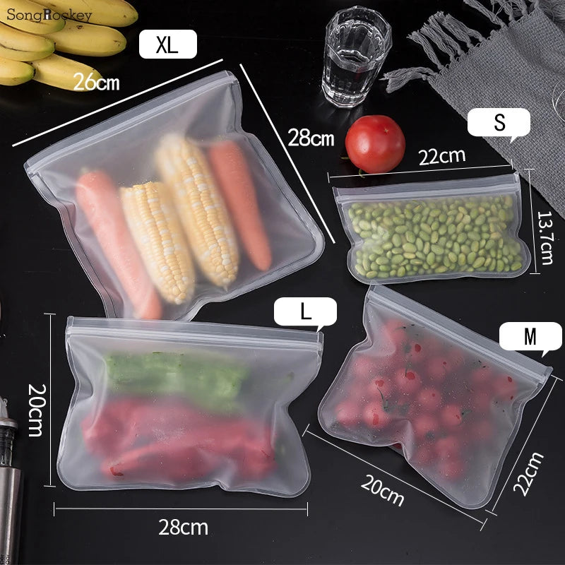 Kitchen Accessories Fruit and vegetable Silicone Bag Reusable Fresh-keeping Sealed Bag Refrigerator Food Storage Ziplock Bag c9f98b-b7.myshopify.com