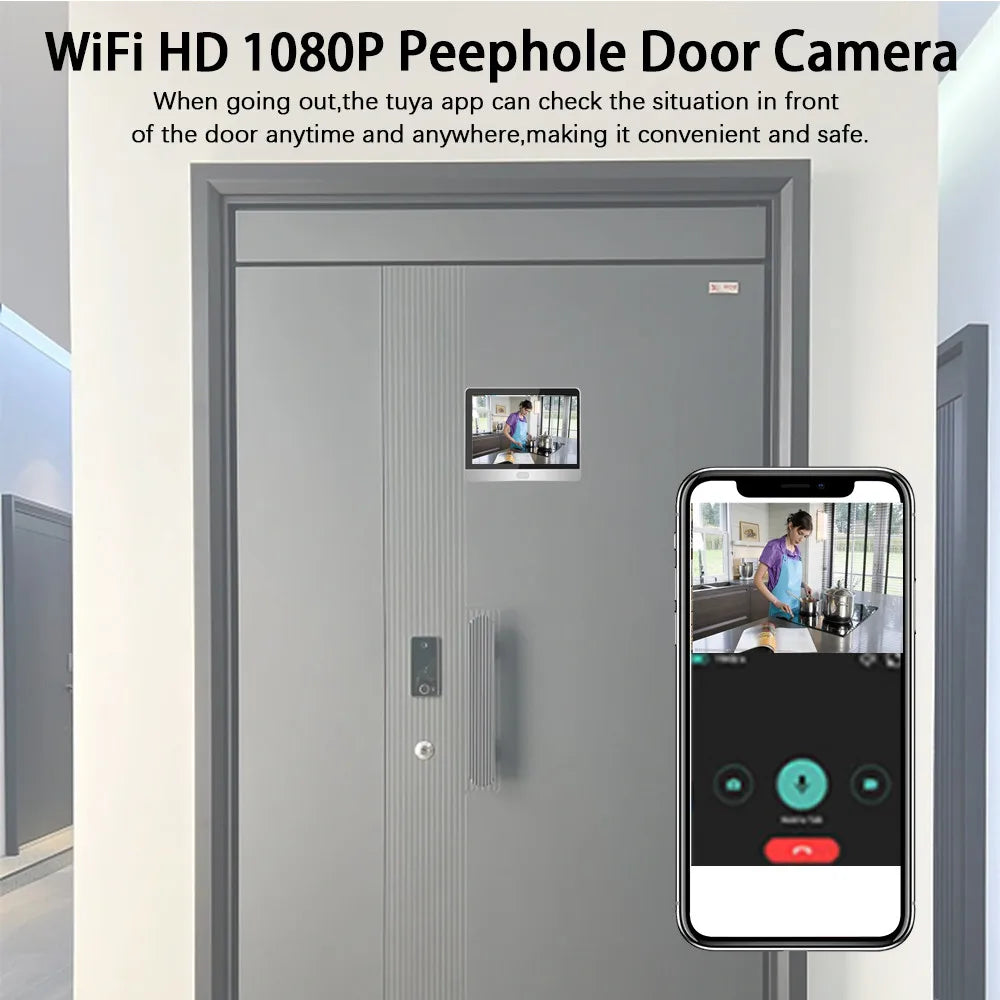 3MP Smart Life Tuya 1080P WiFi Door Bell Eye Peephole Camera c9f98b-b7.myshopify.com