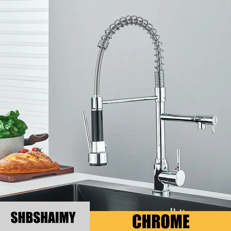 Black Kitchen Sink Faucet Pull Down Hot and Cold Water Mixer2 Mode Tap with Dual Spout 360 Rotation Flexible Deck Mounted c9f98b-b7.myshopify.com