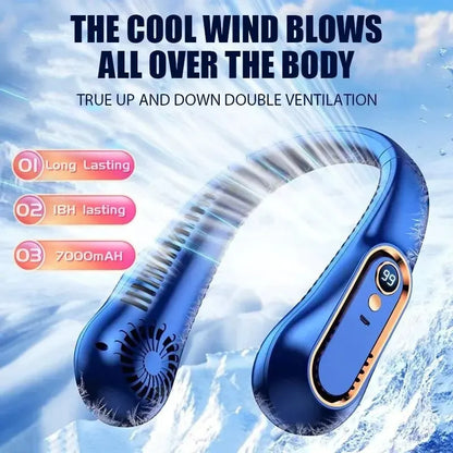 Neck Bladeless Fan Mini Ultra Long Life Portable Lazy Silent Fan Usb Charging Student Sports Office Digital Display Power 5 Gear c9f98b-b7.myshopify.com