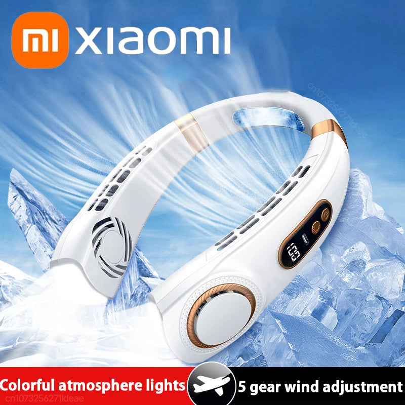 Xiaomi MIJIA Portable Neck Fan USB Handheld Mute LED Digital Display Leafless Mini Electric Fan Colorful Atmosphere Lights c9f98b-b7.myshopify.com