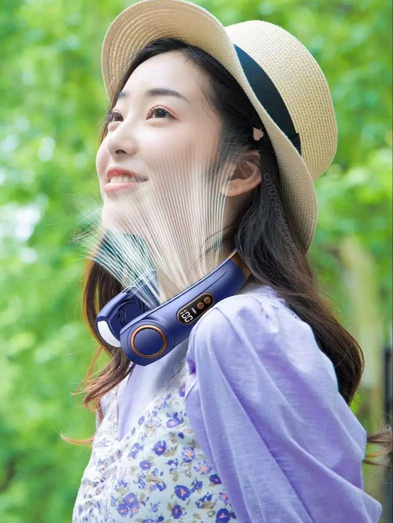 Xiaomi MIJIA Portable Neck Fan USB Handheld Mute LED Digital Display Leafless Mini Electric Fan Colorful Atmosphere Lights c9f98b-b7.myshopify.com