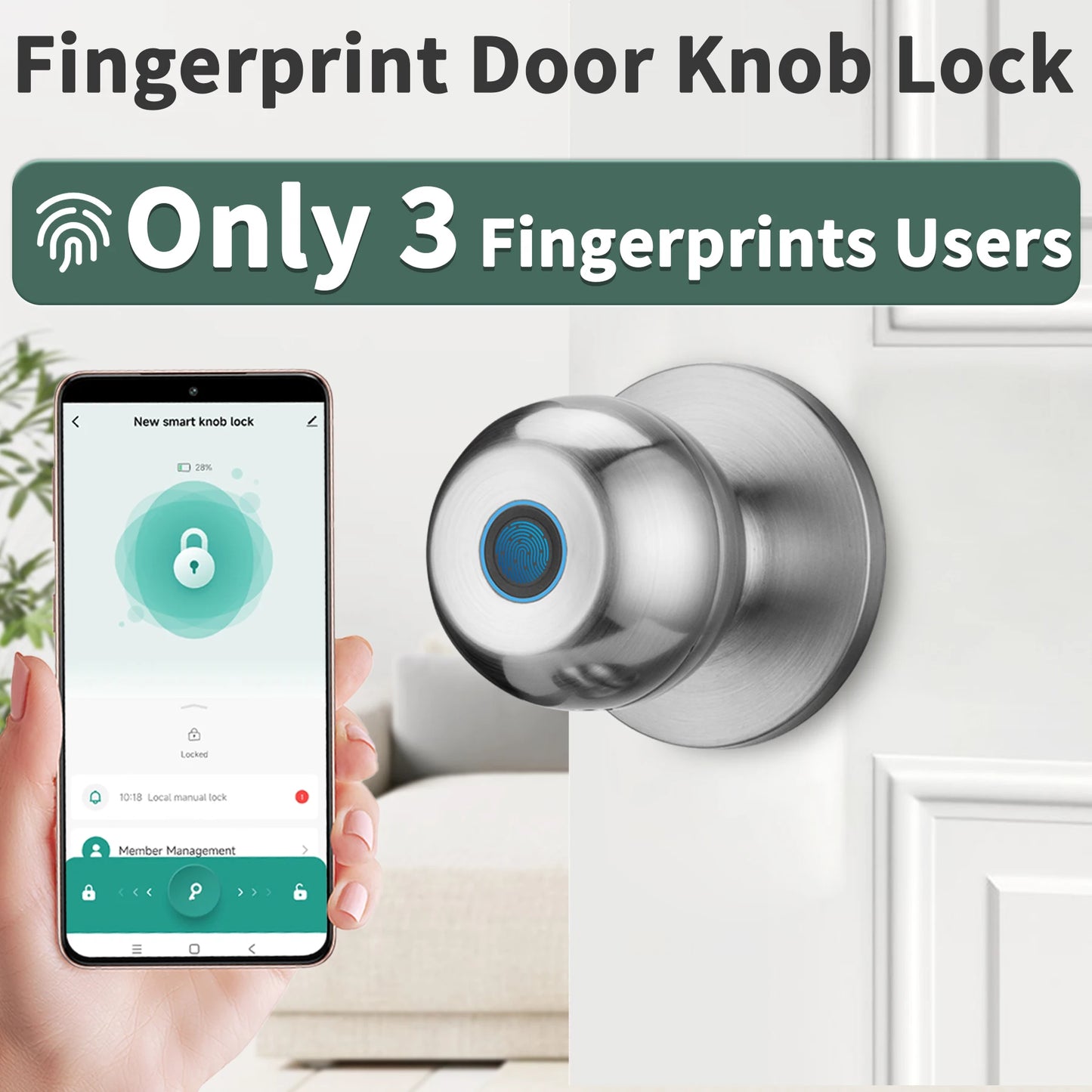 Fingerprint Door Lock For Bedroom Smart Lock Biometric Door Knob Lock with App Control for Bedrooms Cloakroom Apartments Offices c9f98b-b7.myshopify.com