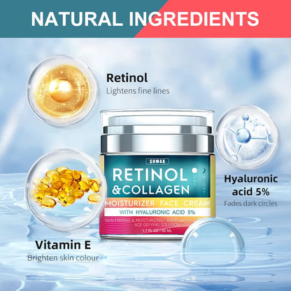 Sumax Retinol Collagen Face Cream 50ml Moisturizer with Hyaluronic Acid 5% Moisturizing Firming Brightening skincare c9f98b-b7.myshopify.com